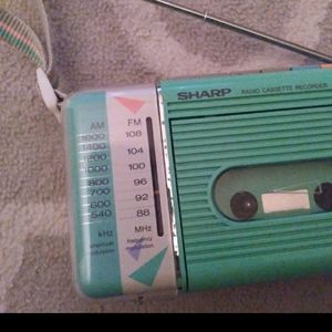 Rare Vintage 80s 90s Sharp Radio Cassette Player Mint Green - Stranger Things